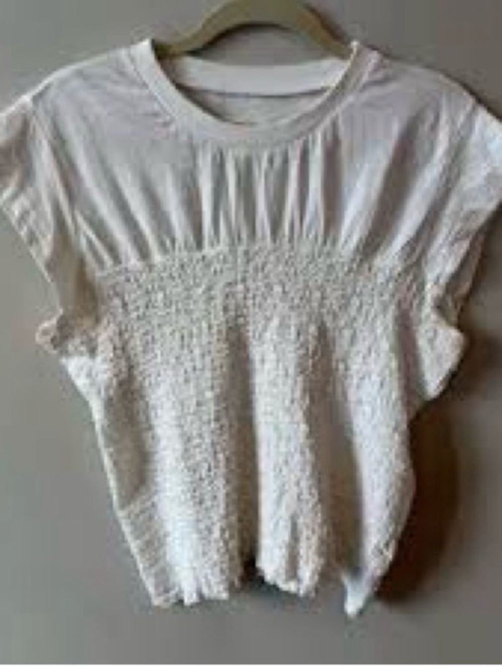 Anthropologie XS 🆕 White Textured Short Sleeve Top cotton